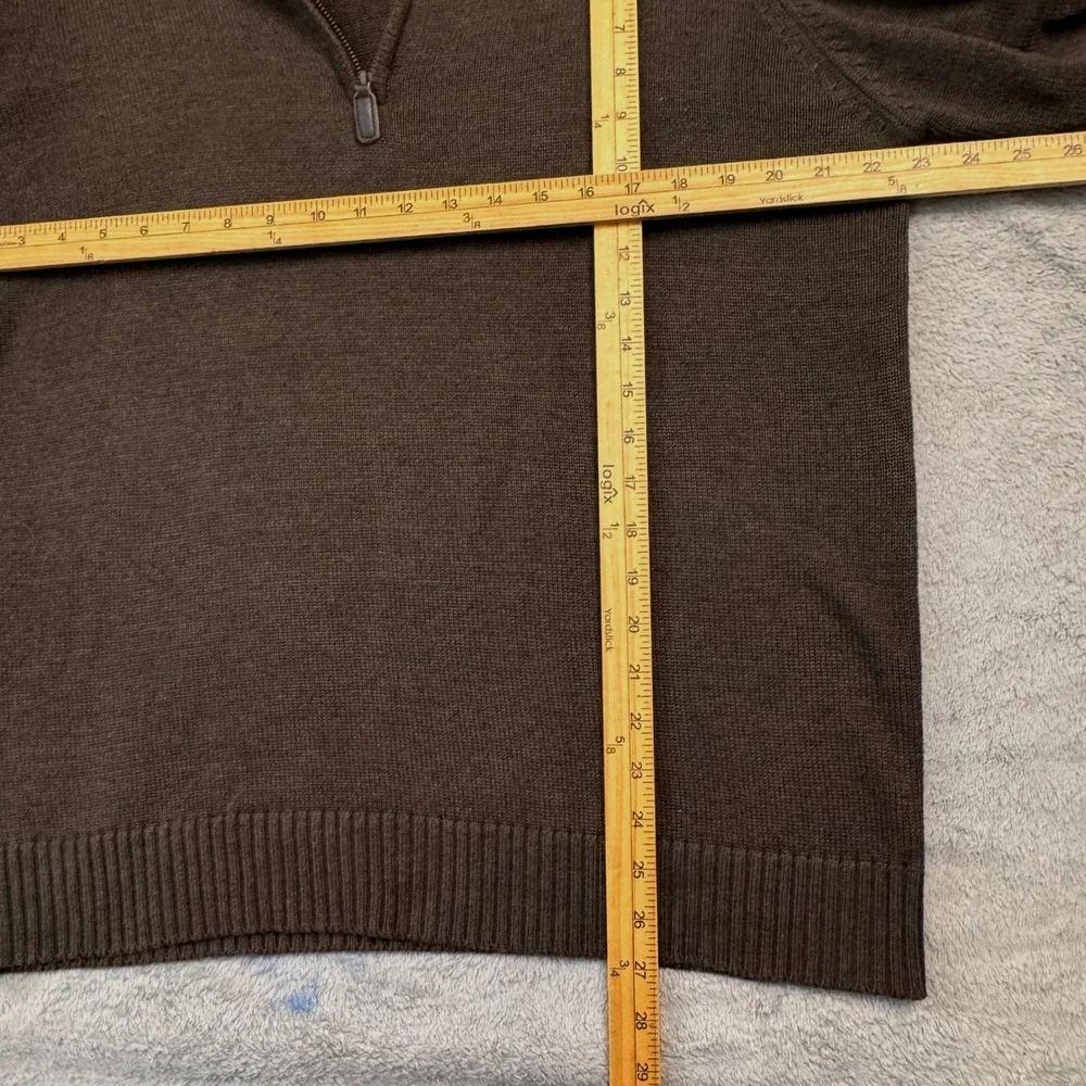 Oscar De La Renta Mens Dark Brown Quarter Zip Knit Sweater Large Great Condition